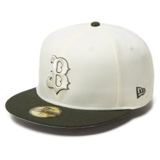 画像1: NEWERA（ニューエラ）“59FIFTY オリックス・バファローズ クロームホワイト ダークシーウィードバイザー” (1)