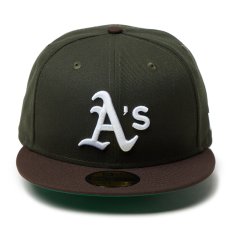 画像2: NEWERA（ニューエラ）“59FIFTY Powered by GORO NAKATSUGAWA（min-nano）オークランド・アスレチックス ダークシーウィード ブラウンバイザー” (2)