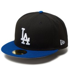 画像1: NEWERA（ニューエラ）“59FIFTY Powered by GORO NAKATSUGAWA（min-nano）ロサンゼルス・ドジャース ブラック ライトロイヤルバイザー” (1)