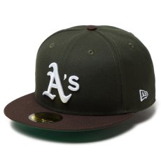 画像1: NEWERA（ニューエラ）“59FIFTY Powered by GORO NAKATSUGAWA（min-nano）オークランド・アスレチックス ダークシーウィード ブラウンバイザー” (1)