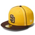 画像1: NEWERA（ニューエラ）“59FIFTY MLB Taping サンディエゴ・パドレス Aゴールド バーントウッドバイザー” (1)