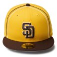 画像2: NEWERA（ニューエラ）“59FIFTY MLB Taping サンディエゴ・パドレス Aゴールド バーントウッドバイザー” (2)