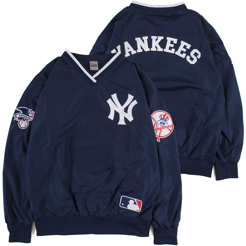MLB ニューヨークメッツ ナイロンジャケット プルオーバー  刺繍ロゴ身幅74